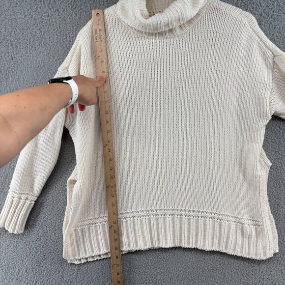 Aerie sweater turtleneck cream chunky knit oversized size XS - Picture 6 of 9